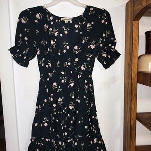 Short black floral dress